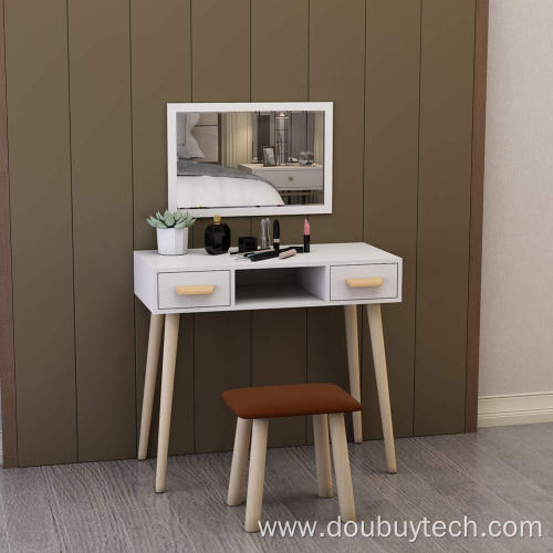 Desk Dressing Table with Mirror and Stool